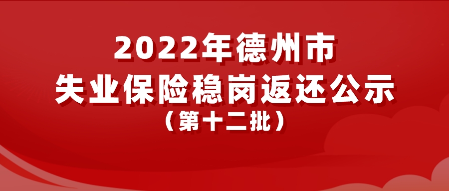 2022年德州市失業(yè)保險穩(wěn)崗返還公示（第十二批）